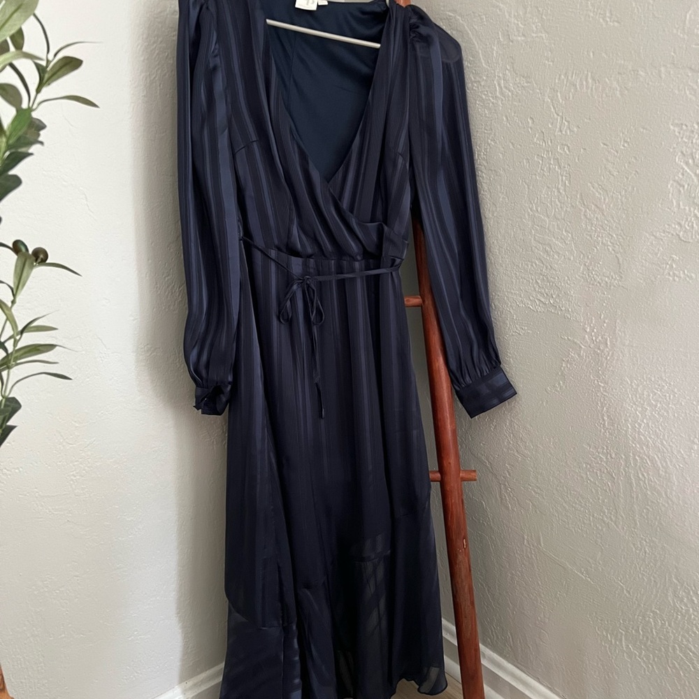 Navy Asymmetrical Dress - Silk Material
